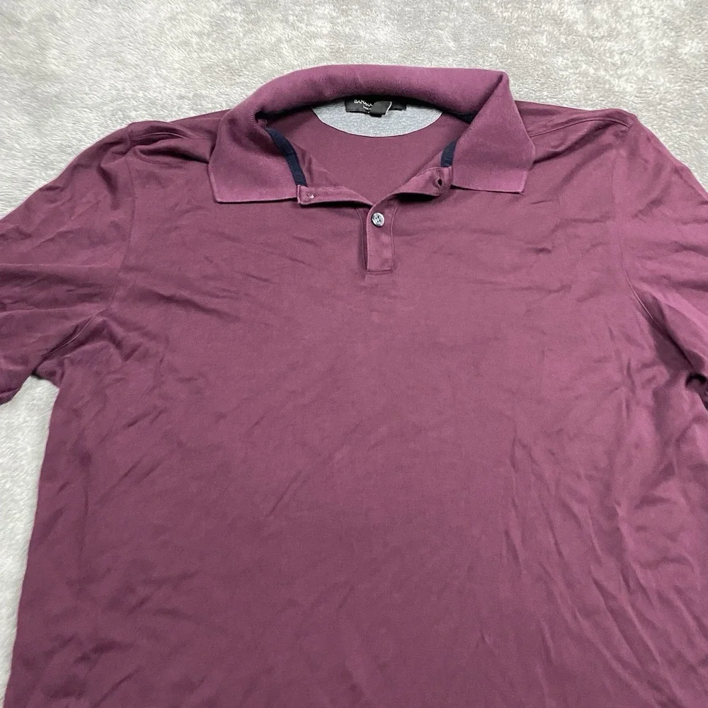 Banana Republic Luxury Touch Polo Mens Tall XL Burgundy Buttons Short Sleeve